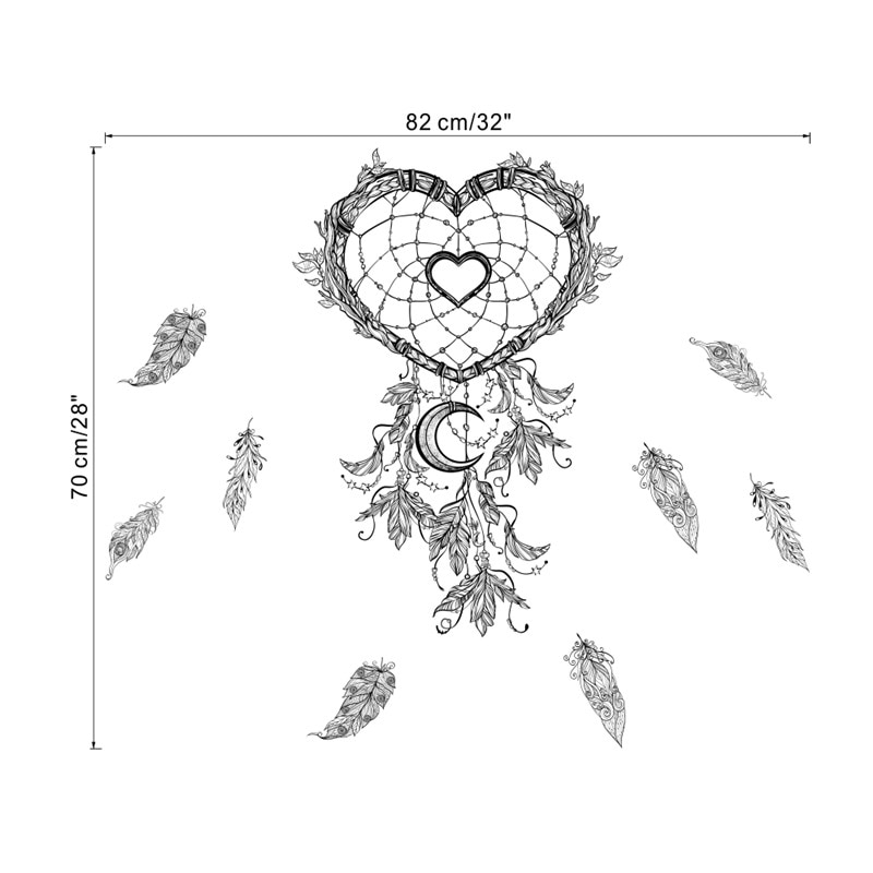 Heart Shaped Dream Catcher Wall Sticker