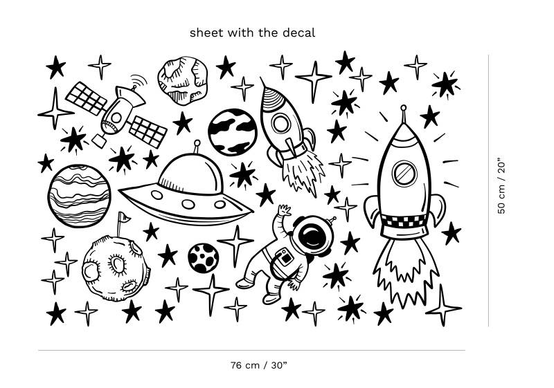 Space Printed Wall Stickers