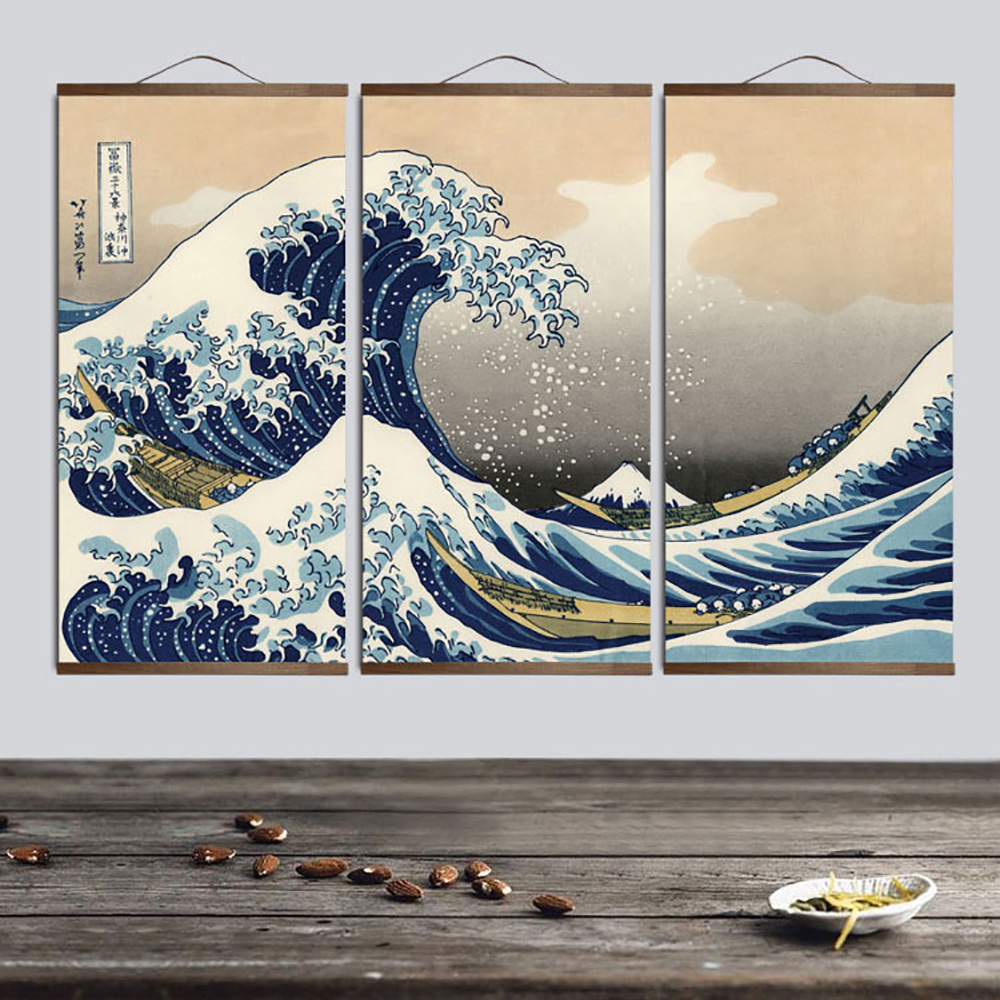 Huge Waves Japanese Posters 3 Pieces Set