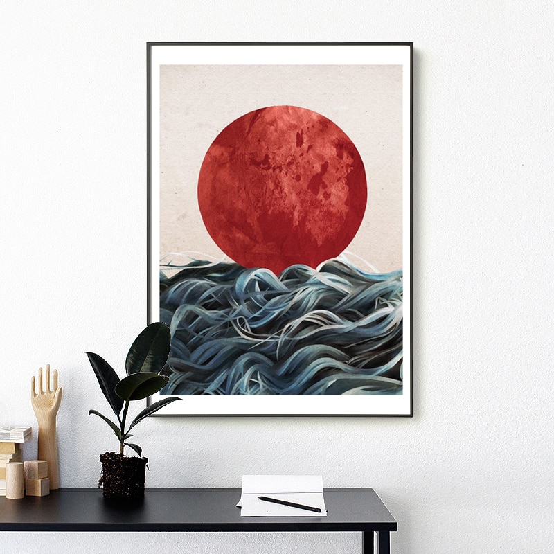 Geometric Japanese Sunrise Posters