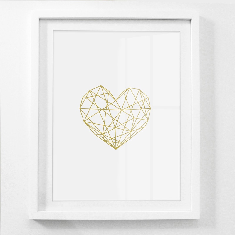 Geometric Deer and Heart Canvas Poster