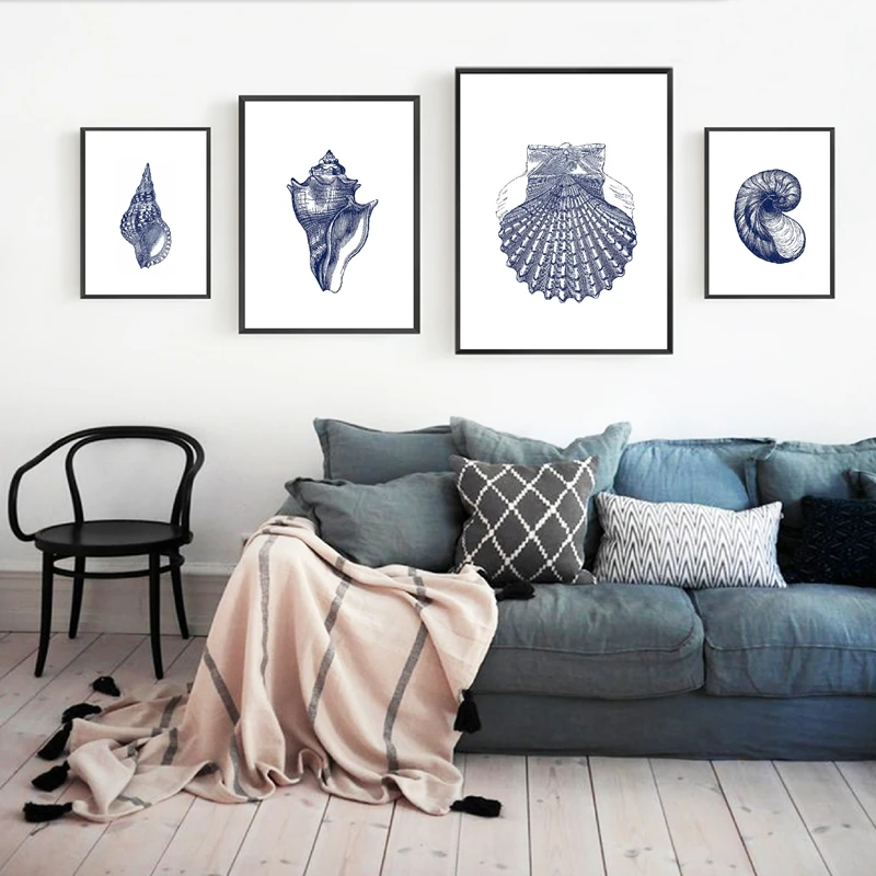 Hampton Style Seashells Wall Poster