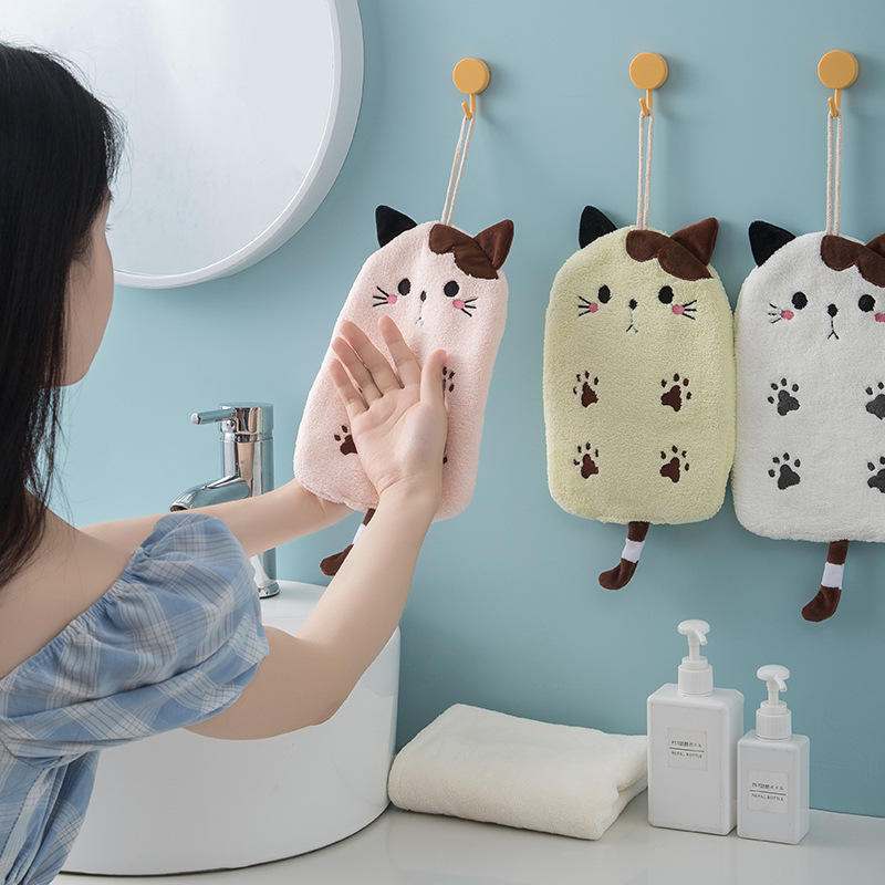 Kid's Cat Patterned Velvet Towel