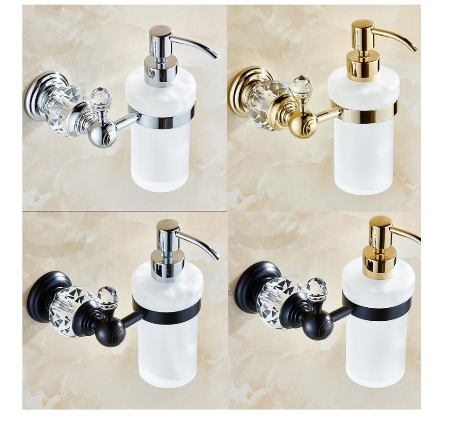 Soap Dispenser with Wall Mounted Crystal Holder