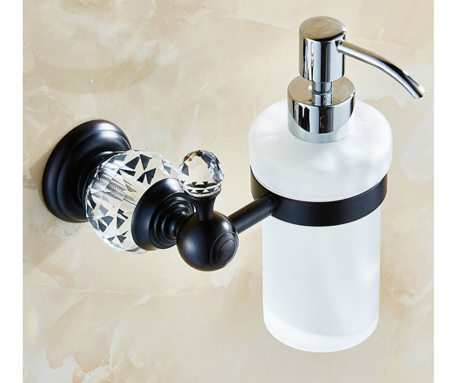 Soap Dispenser with Wall Mounted Crystal Holder