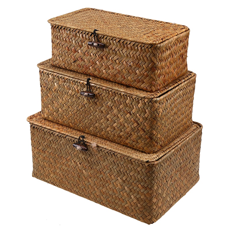 Woven Seagrass Storage Box with Lid