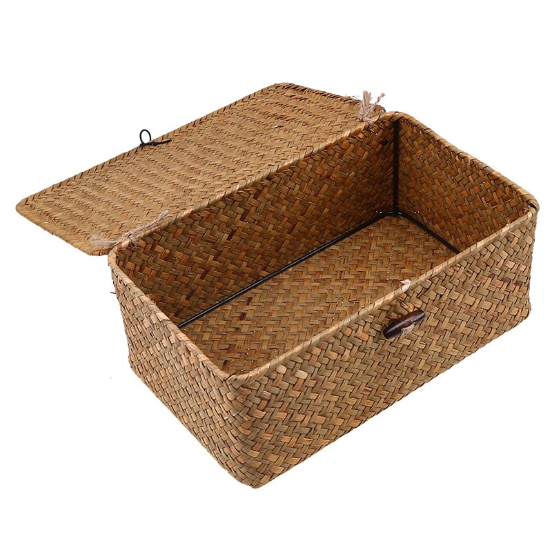 Woven Seagrass Storage Box with Lid