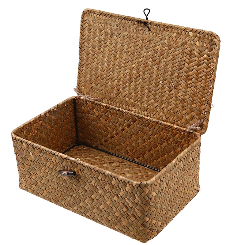 Woven Seagrass Storage Box with Lid