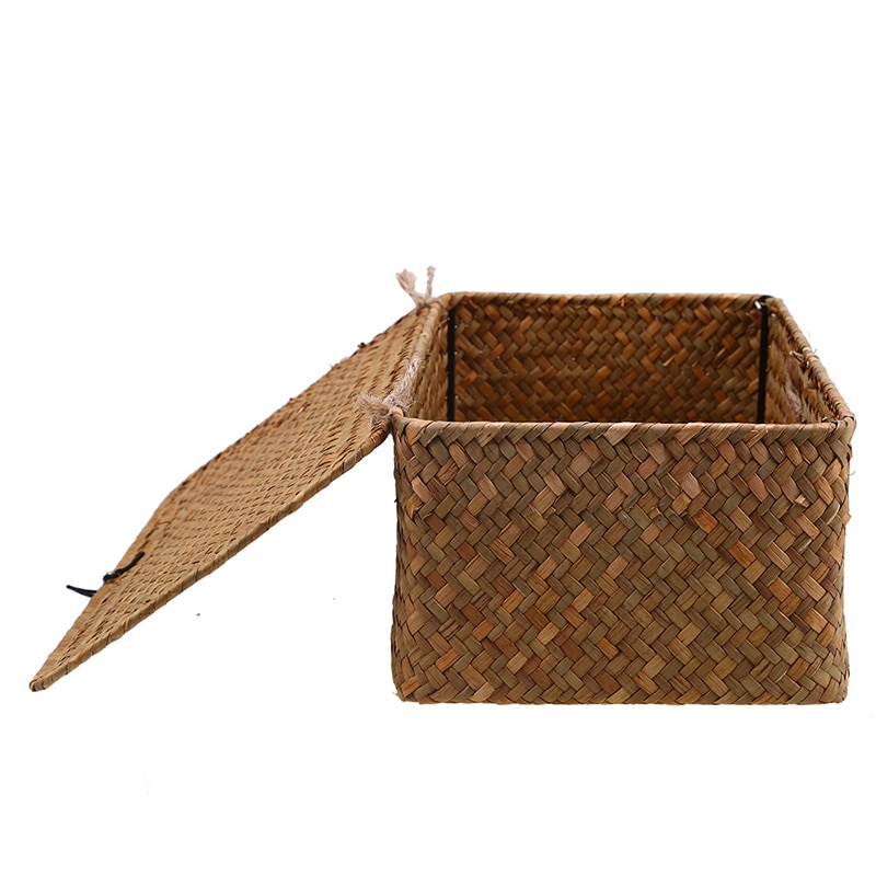 Woven Seagrass Storage Box with Lid