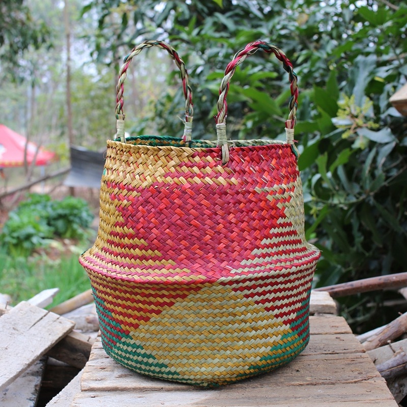 Handmade Folding Bamboo Storage Baskets