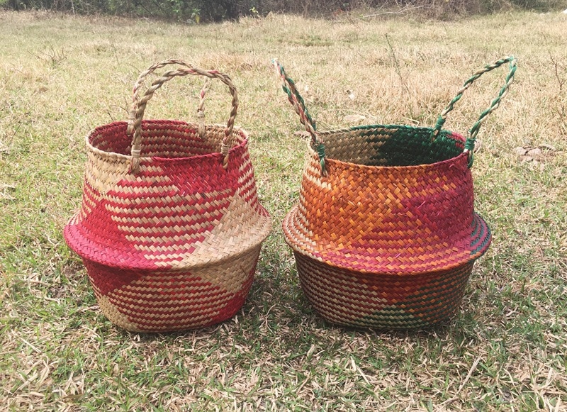 Handmade Folding Bamboo Storage Baskets