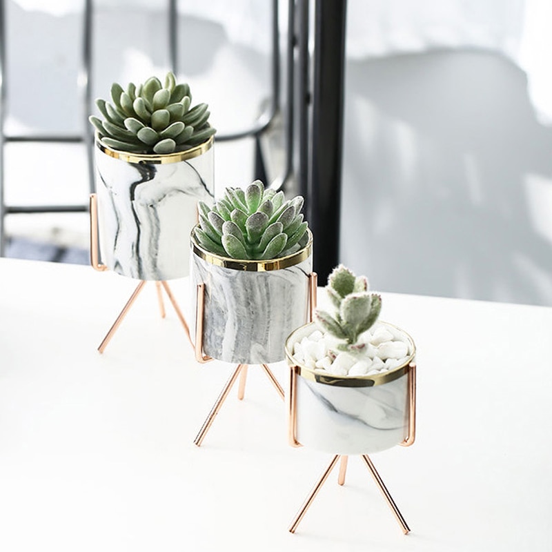 Marble Patterned Ceramic Vase with Stand