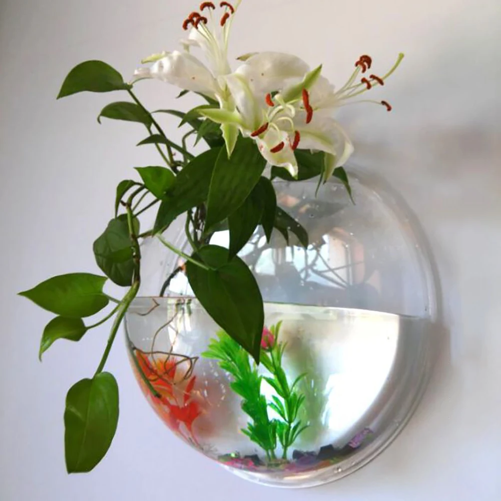 Acrylic Wall Mounted Vase and Fish Tank