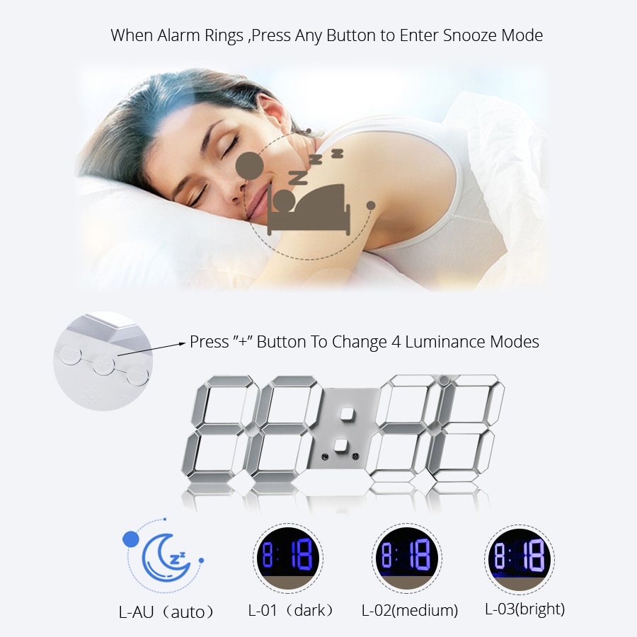 3D LED Digital Wall Clock