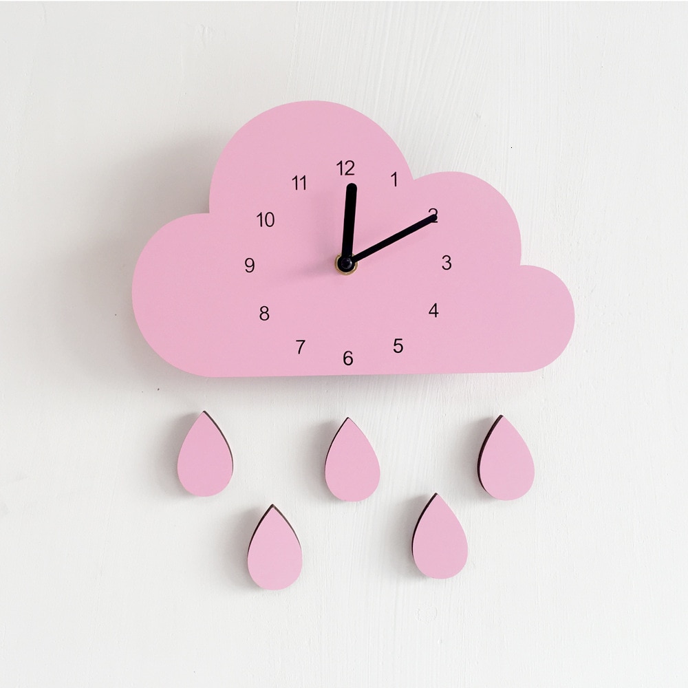 Cloud Shaped Wooden Wall Clocks