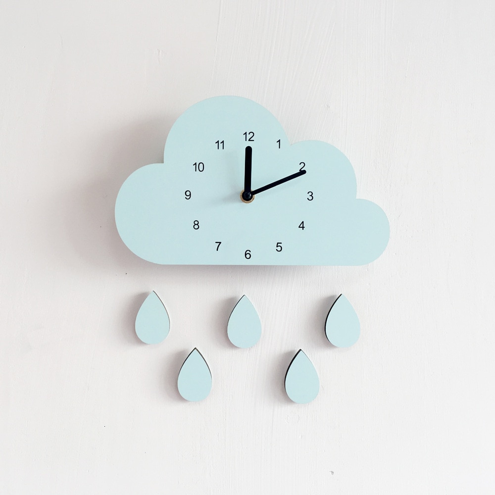 Cloud Shaped Wooden Wall Clocks