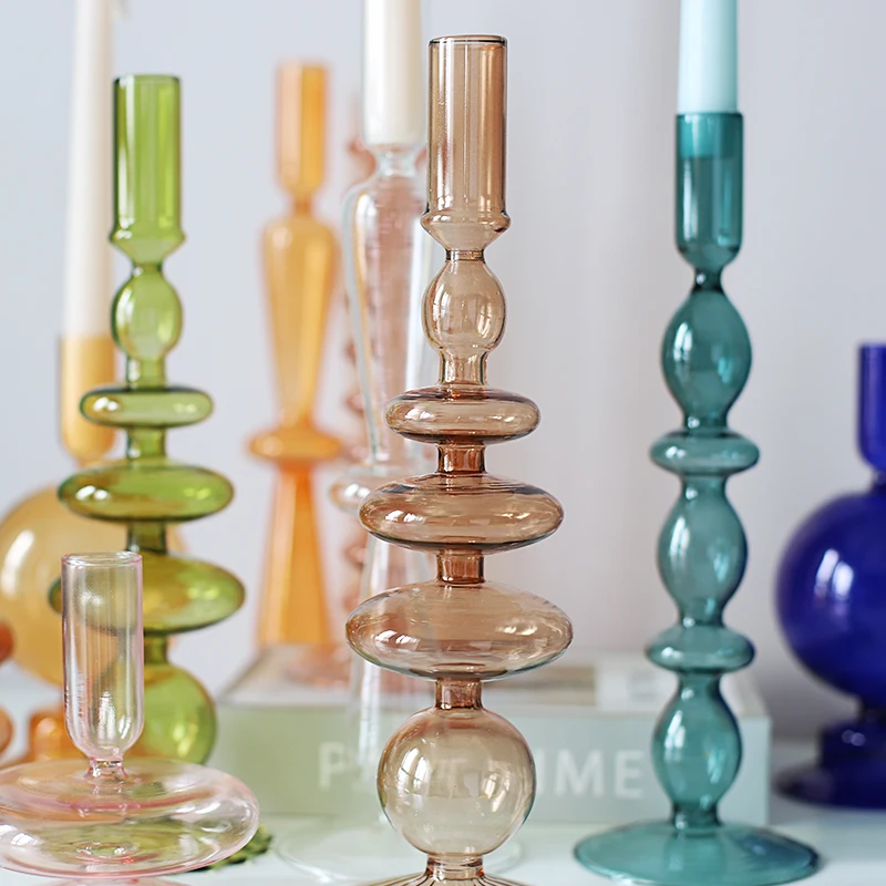 Nordic Multicolored Glass Candle Holder