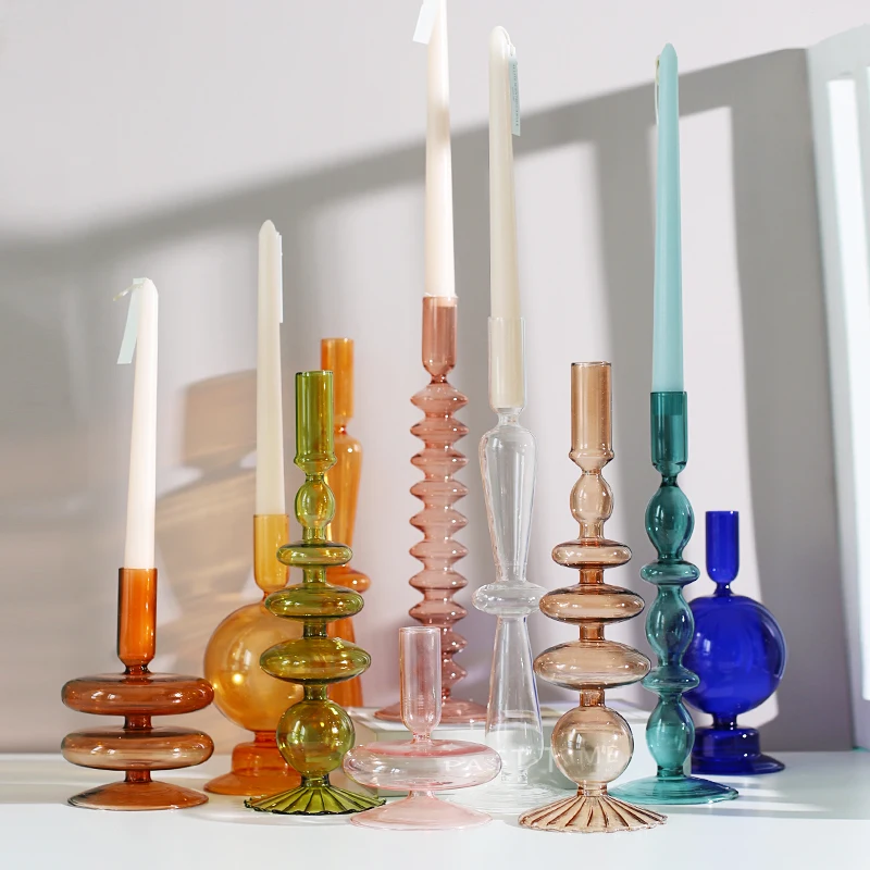 Nordic Multicolored Glass Candle Holder