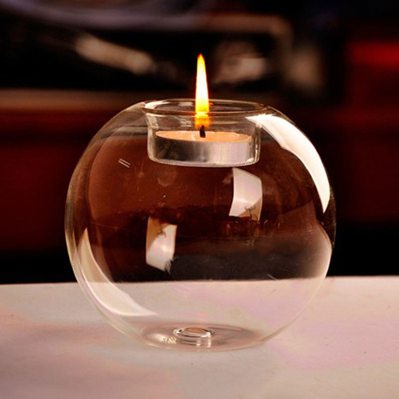 Charming Ball Shaped Clear Glass Candle Holder