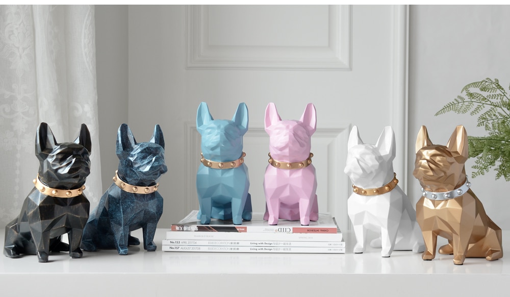 Geometric French Bulldog Figurine and Piggy Bank