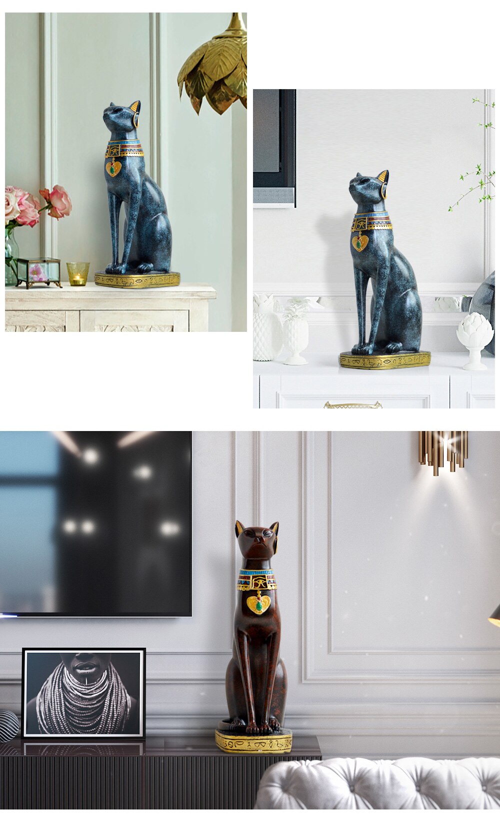 Egyptian Cat Shape Resin Statue