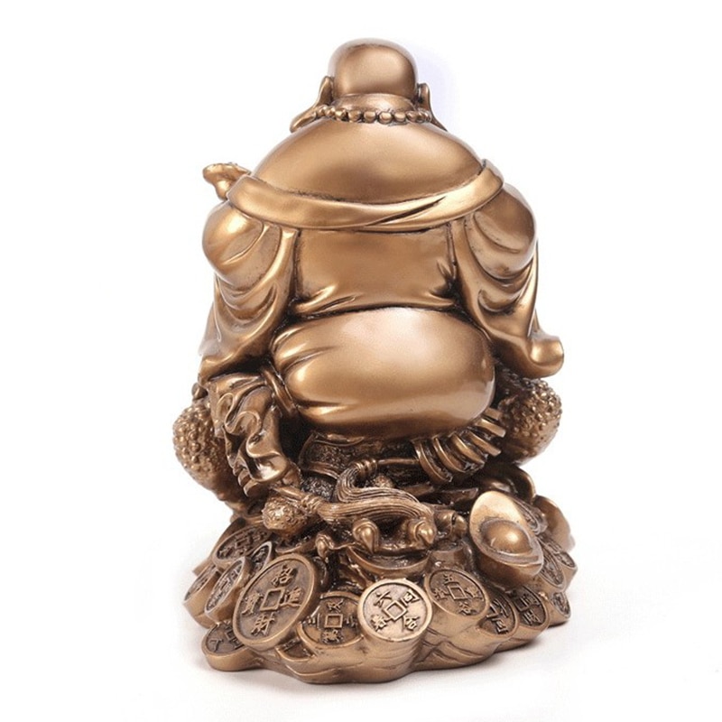 Feng Shui Gold / Bronze Fortune Toad with Buddha Statue