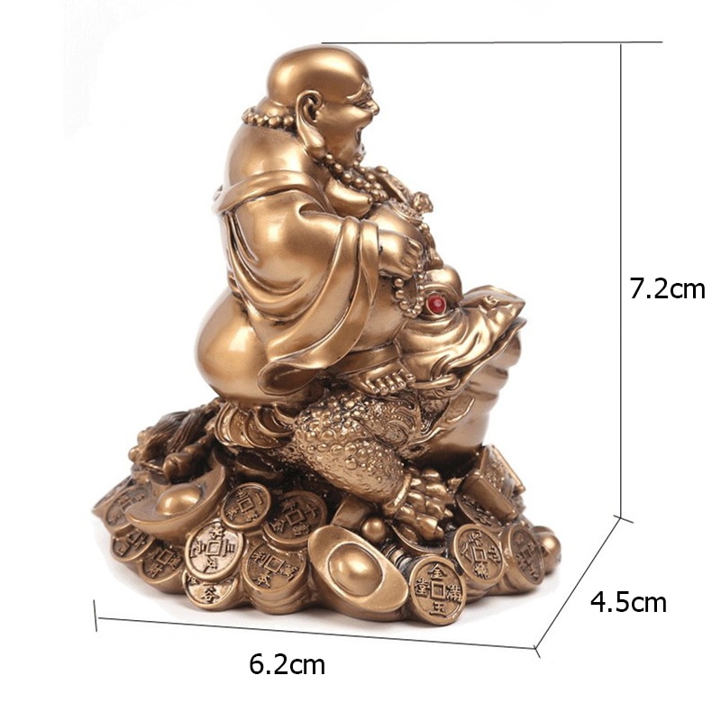 Feng Shui Gold / Bronze Fortune Toad with Buddha Statue