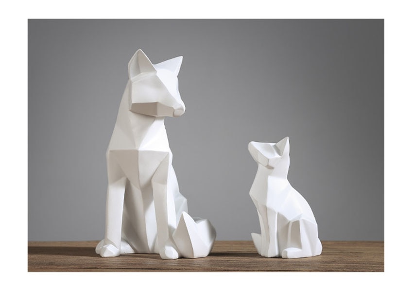 Geometric Abstract Fox Figurine