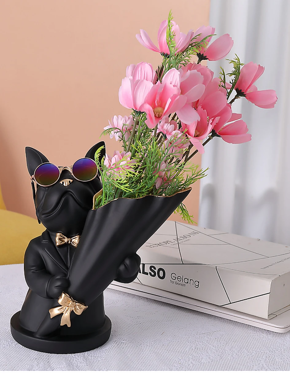 Contemporary Bulldog Shaped Flower Vase