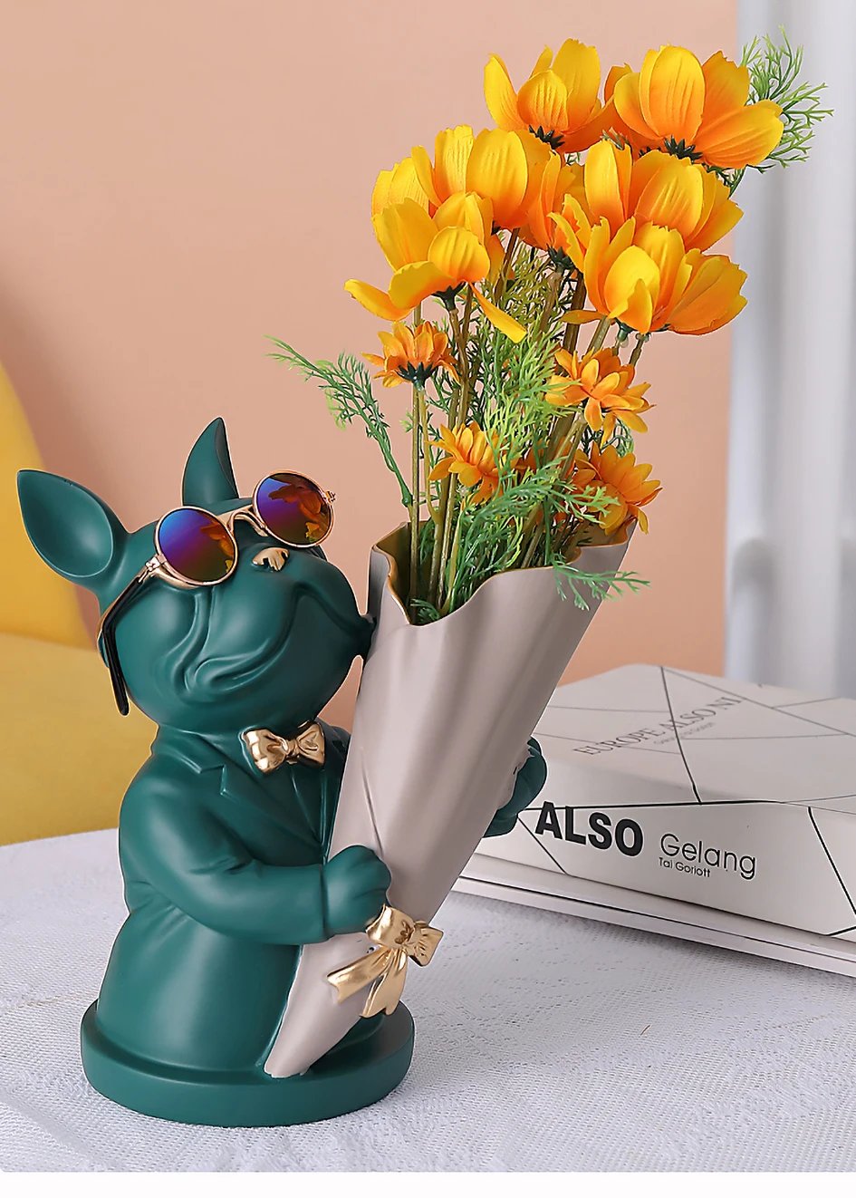 Contemporary Bulldog Shaped Flower Vase