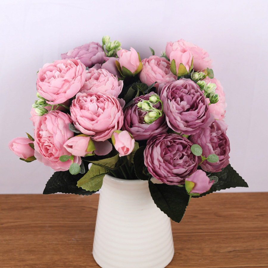 Silk Artificial Peony Flowers Set