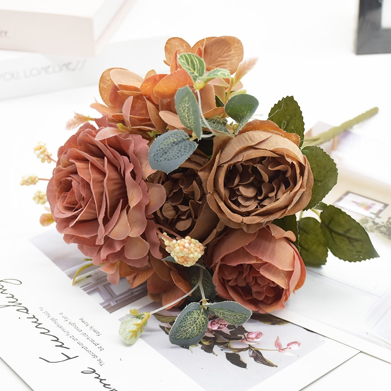 Bouquet Artificial Flowers Peony and Hydrangea