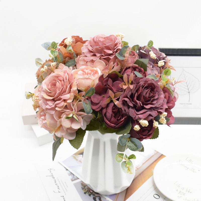 Bouquet Artificial Flowers Peony and Hydrangea