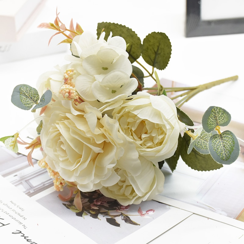 Bouquet Artificial Flowers Peony and Hydrangea