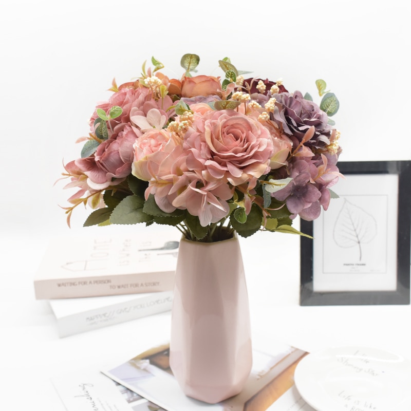 Bouquet Artificial Flowers Peony and Hydrangea