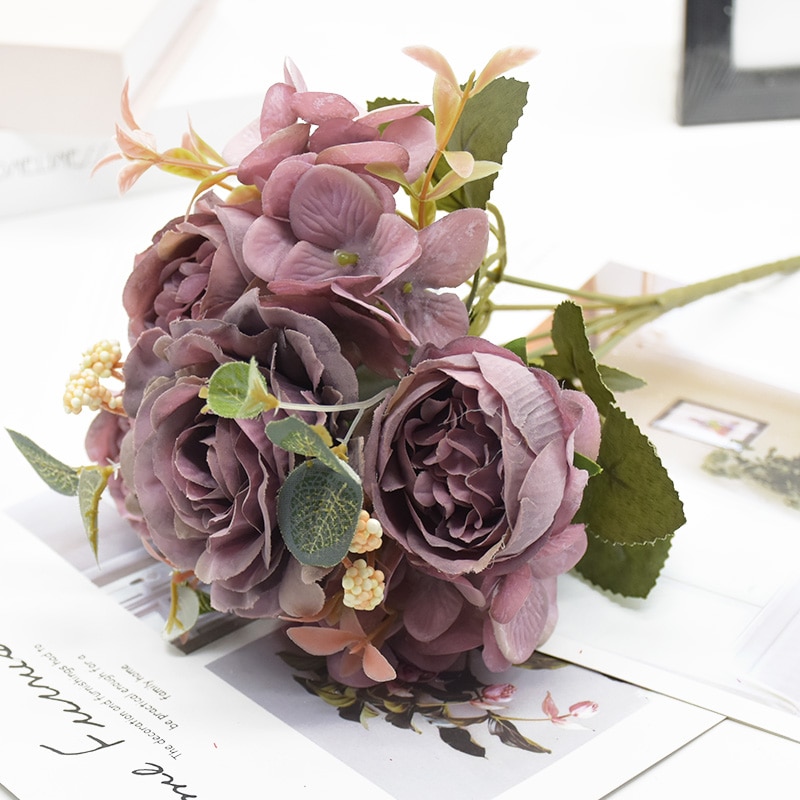 Bouquet Artificial Flowers Peony and Hydrangea