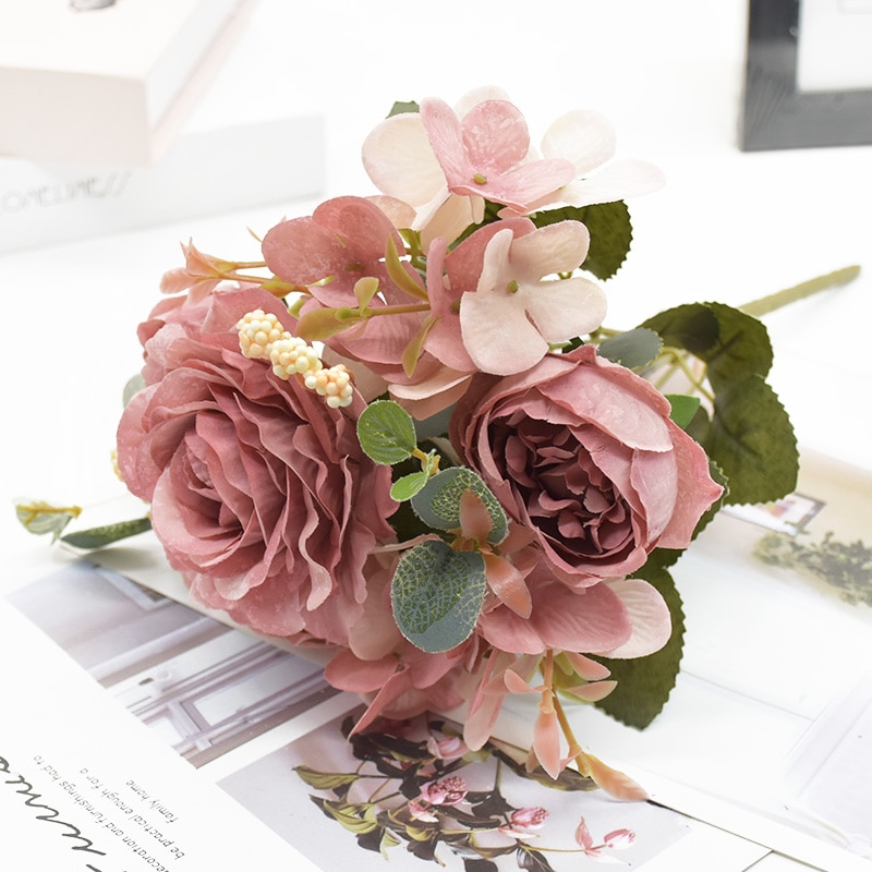 Bouquet Artificial Flowers Peony and Hydrangea