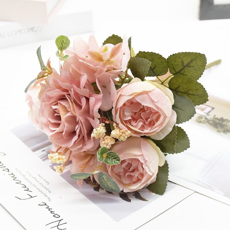 Bouquet Artificial Flowers Peony and Hydrangea