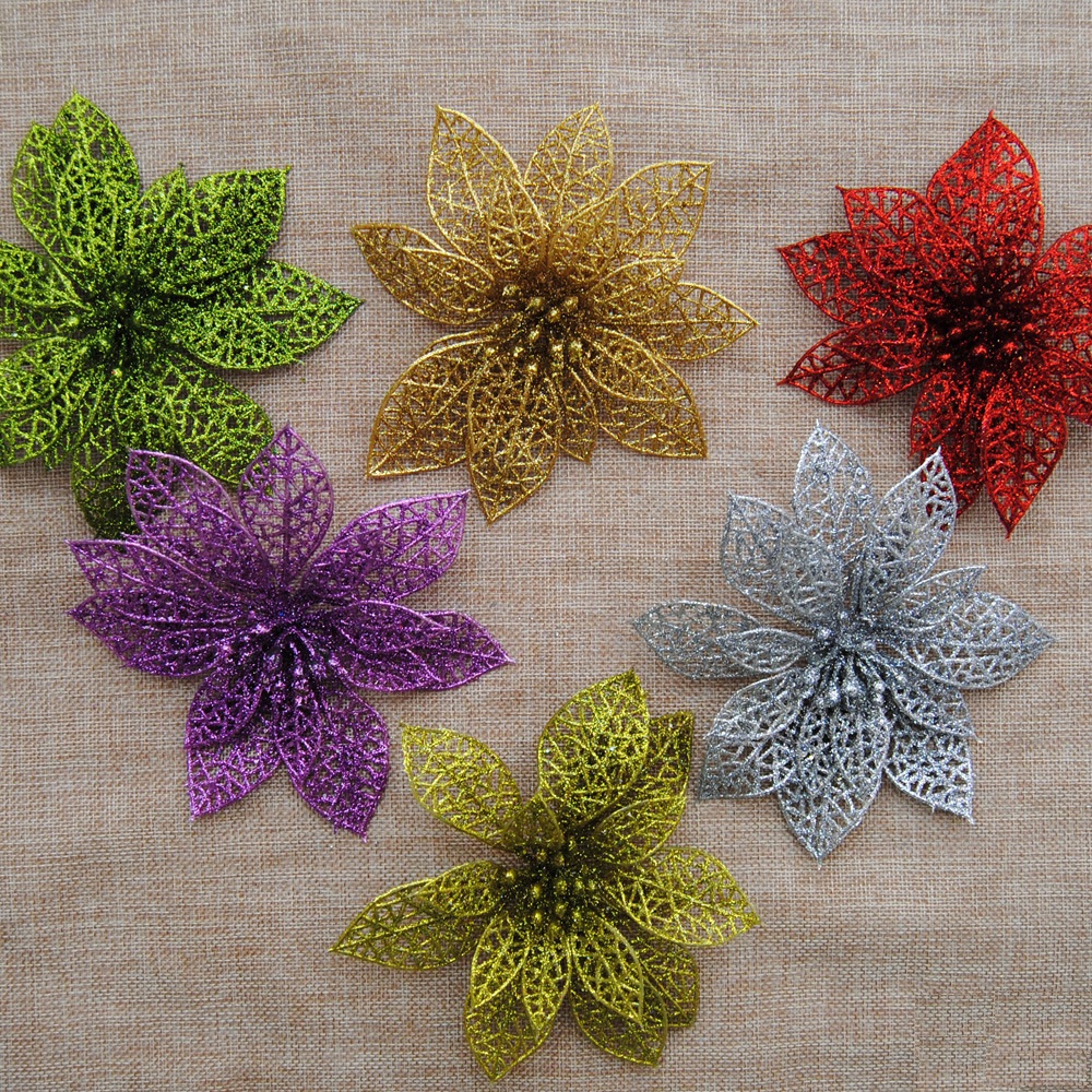 Lace Plastic Glittering Decorative Flowers