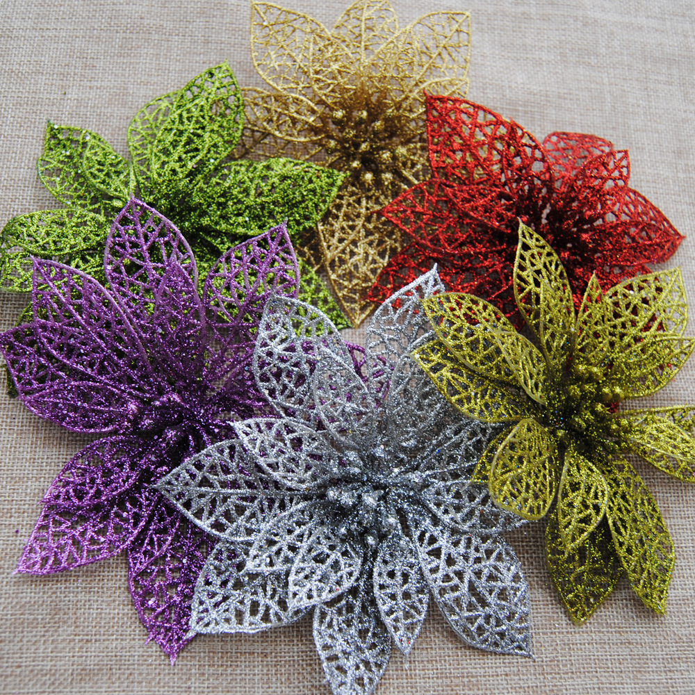 Lace Plastic Glittering Decorative Flowers