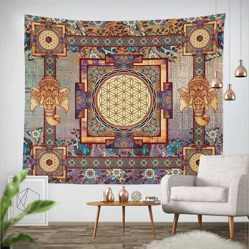 Classic Elephant Mandala Tapestry