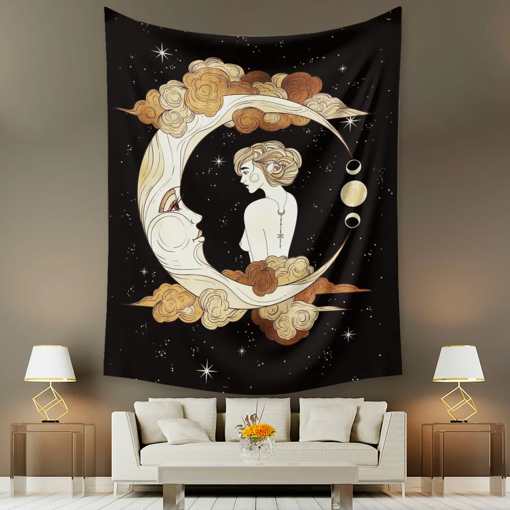 Moon and Starry Sky Tapestry