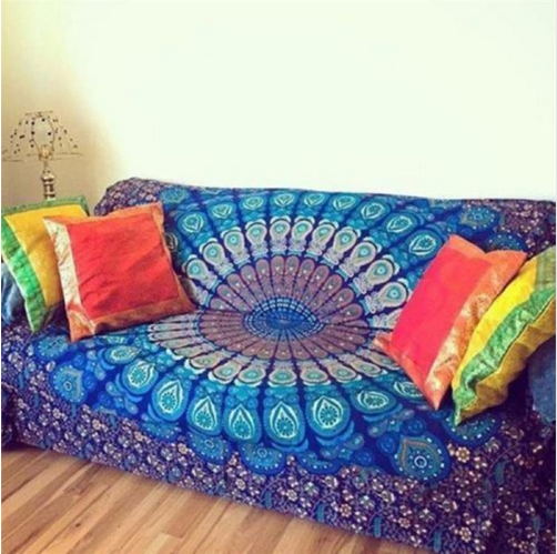 Flower Peacock Printed Rectangle Tapestries