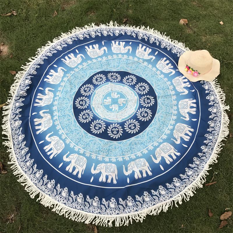 Bohemian Printed Round Tapestries With Tassels