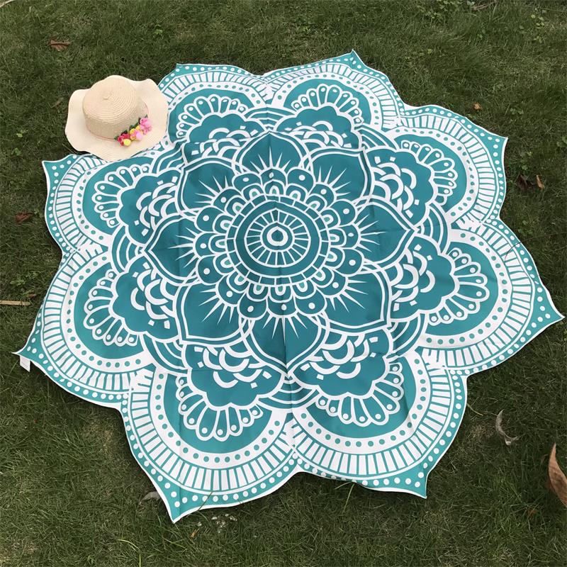 Polygonal Colorful Lotus Shaped Tapestries With Mandala Prints