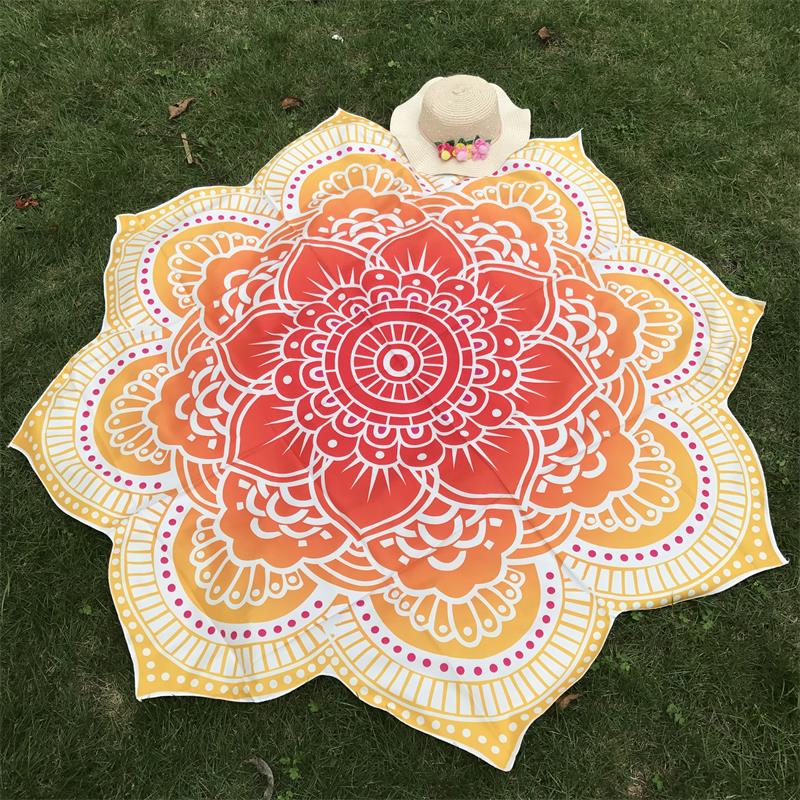 Polygonal Colorful Lotus Shaped Tapestries With Mandala Prints