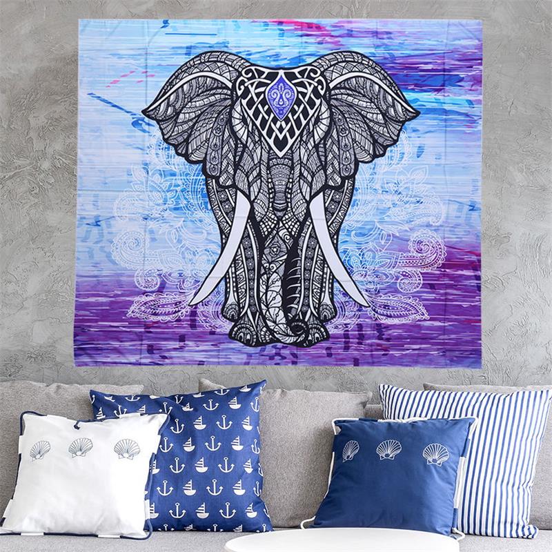 Bohemian Square Tapestries With Elephant