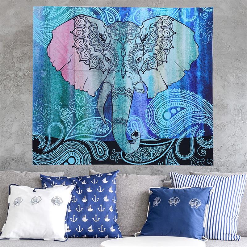 Bohemian Square Tapestries With Elephant