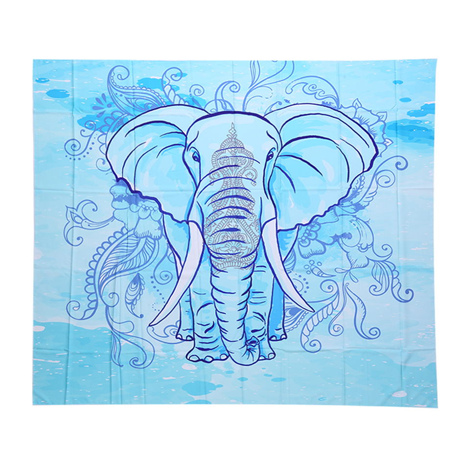 Bohemian Square Tapestries With Elephant