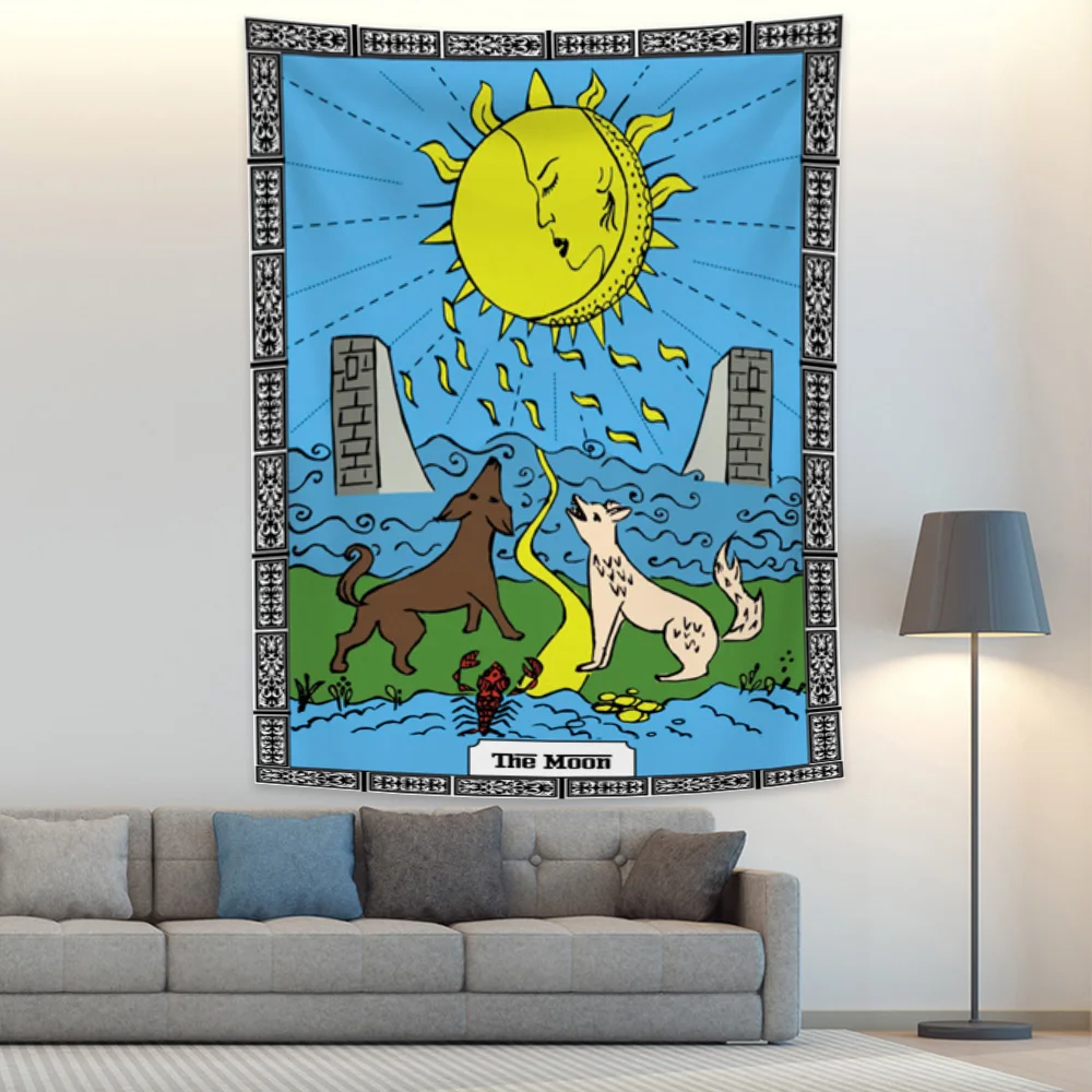 Western Witch Tarot Card Pattern Tapestry